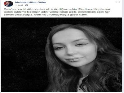 Ceren’in adı şehir meydanına verildi