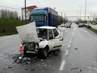 Samsun’da otomobil ile tır çarpıştı: 1 yaralı
