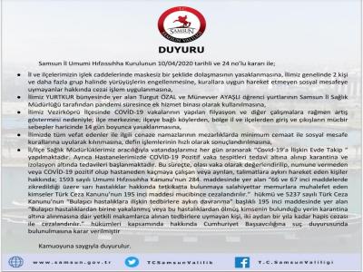 Vezirköprü’ye 14 gün karantina

