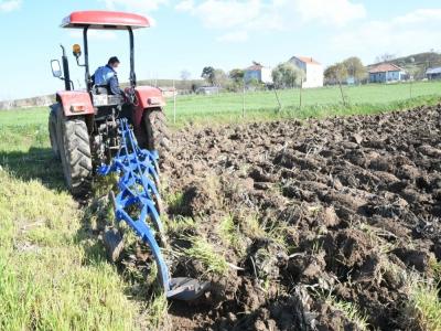 Büyükşehir zabıtası yaşlı çiftin tarlasını sürdü
