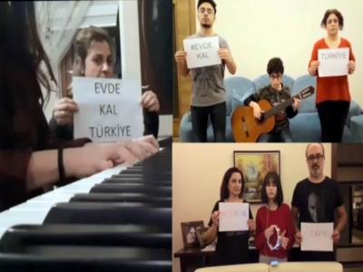 Veli ve öğrencilerden İstiklal Marşlı “evde kal” mesajı
