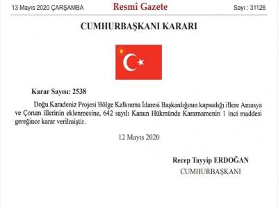 Amasya ve Çorum DOKAP’a dâhil oldu
