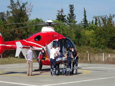 Yardımına ambulans helikopter yetişti