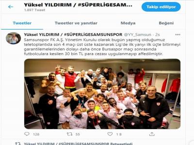 Samsunspor’da futbolculara verilen 30’ar bin TL’lik ceza affedildi
