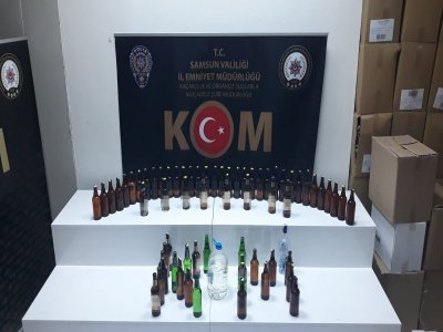 SAMSUN'DA SAHTE İÇKİ ELE GEÇTİ