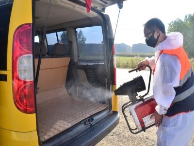 TERME'DE SERVİS ARAÇLARI DEZENFEKTE EDİLDİ